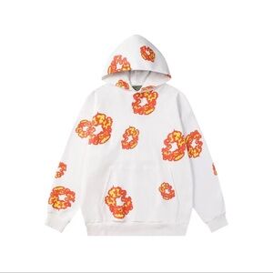 Denim Tears Flame Cotton Wreath All-Over Print Hoodie – White – Size Medium –